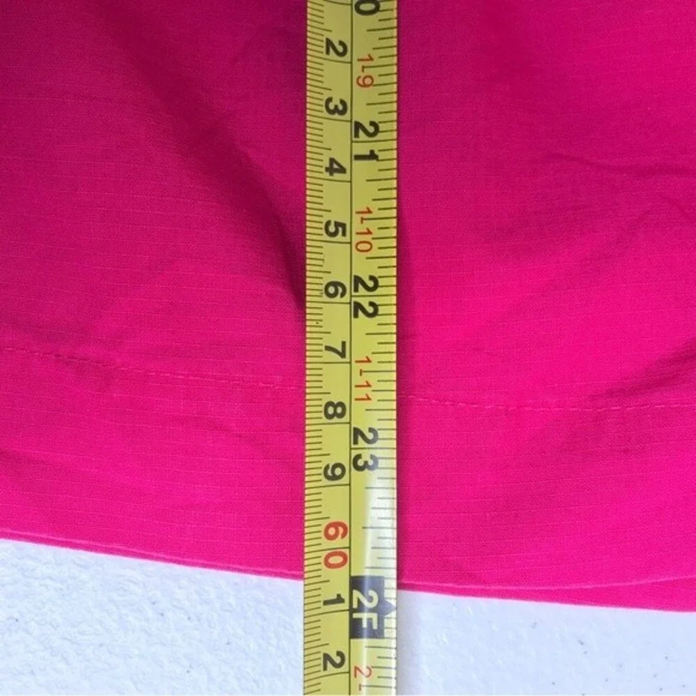 Chicos Bright Pink 3/4 Sleeve Convertible Collar Jacket Ripstop Women Medium